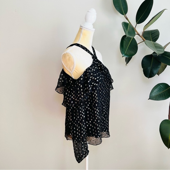 Revolve Saylor Metallic Black Lurex cold shoulder top - Picture 5 of 9